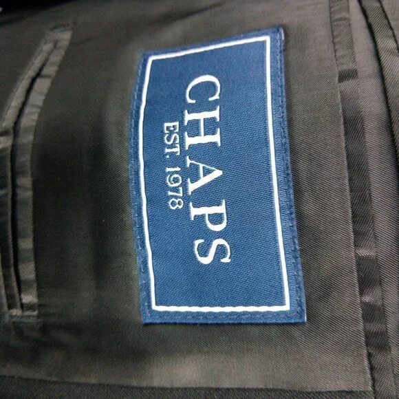 Chaps 1978 44R 3 Button Black Striped Suit Blazer - Picture 8 of 10